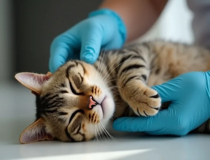 Specialist carefully handling a deceased cat with dignity in Point Leo