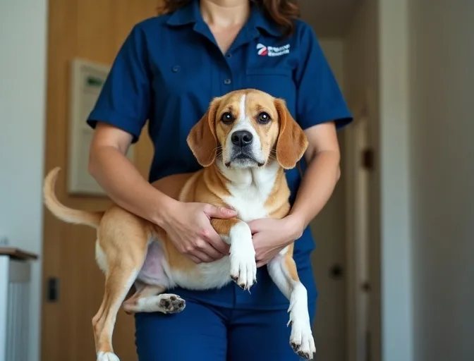 Technician respectfully transporting a deceased dog in Point Leo